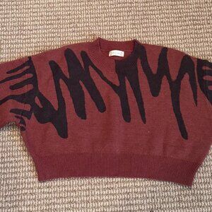 Black and Maroon Cropped Sweater Altr'd State Size S
